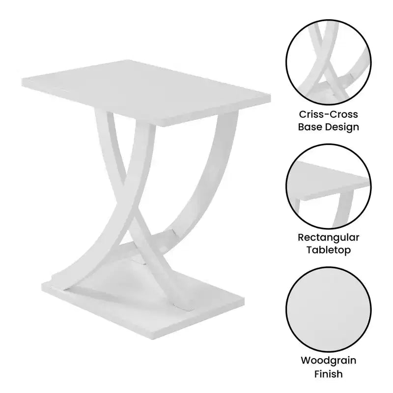 Criss-Cross Chairside End Table - White