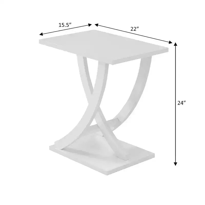 Criss-Cross Chairside End Table - White