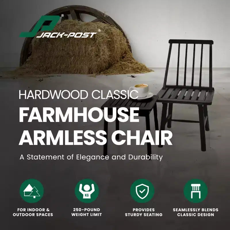 Farmhouse Armless Indonesian Hardwood Chair - Indoor/Outdoor - Black