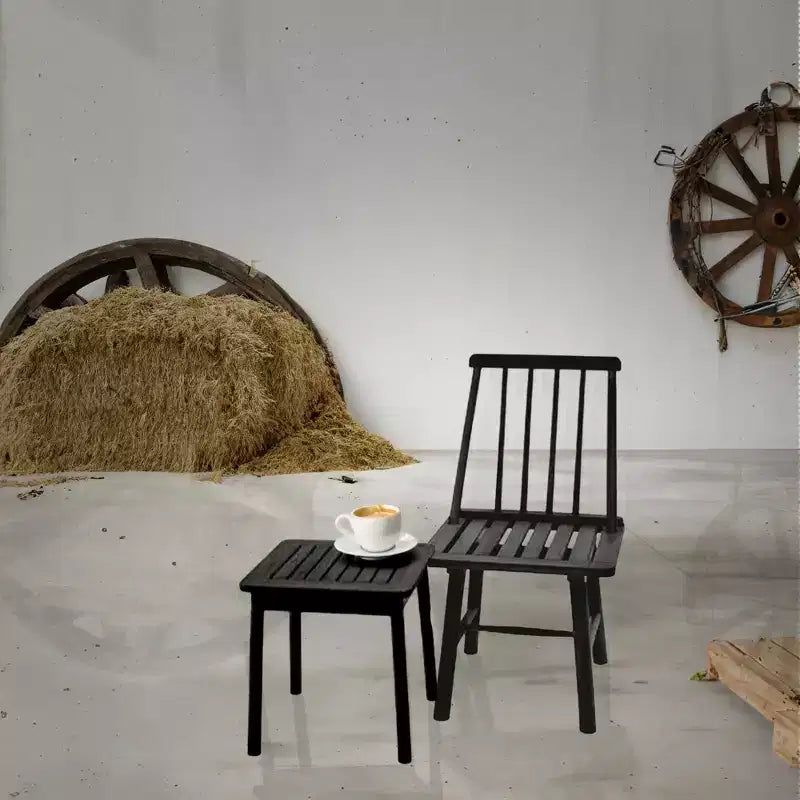 Farmhouse Armless Indonesian Hardwood Chair - Indoor/Outdoor - Black
