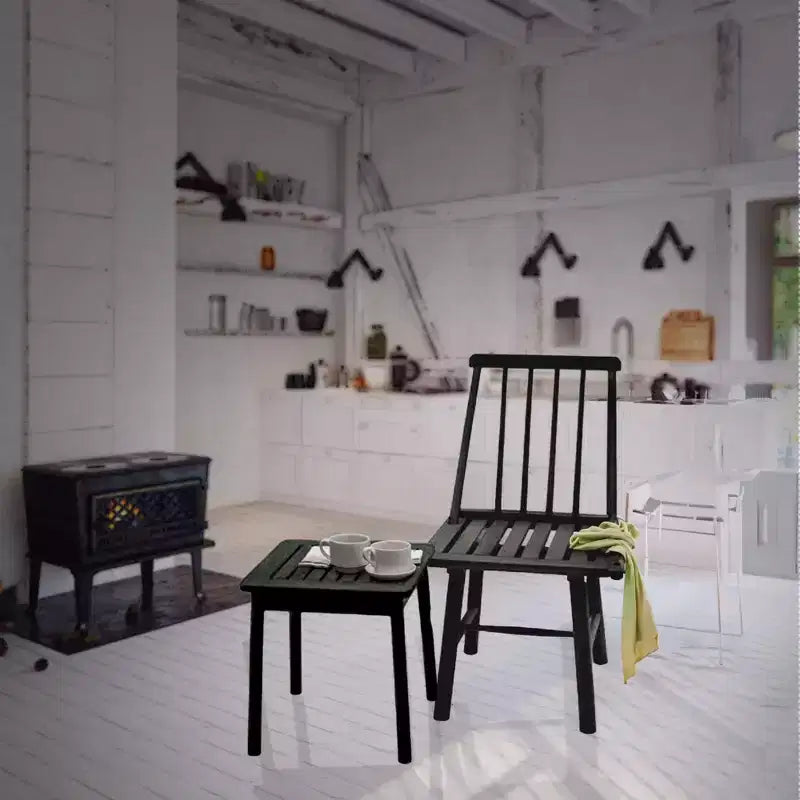 Farmhouse Armless Indonesian Hardwood Chair - Indoor/Outdoor - Black