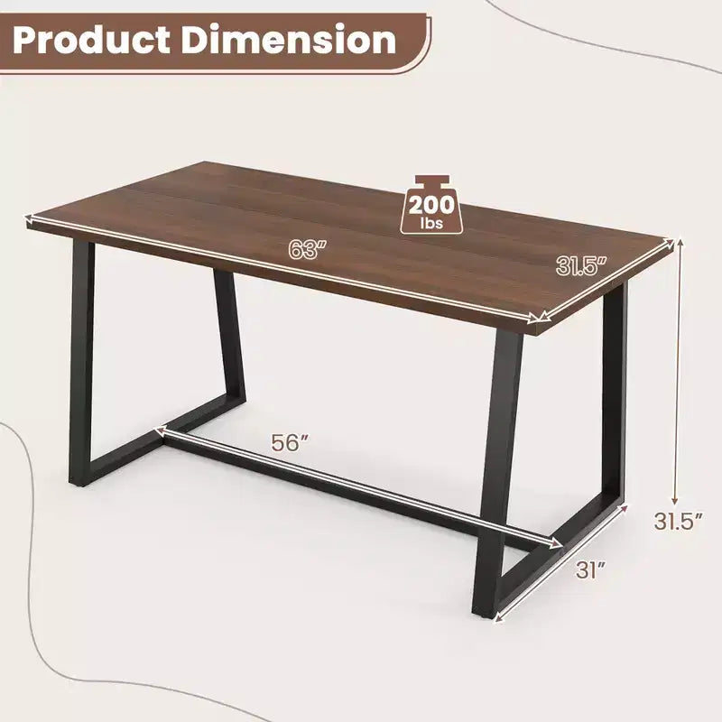 63" Modern Dining Table for 4-6 People - Black/Coffee