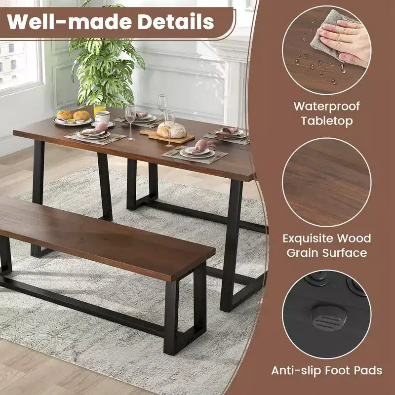 63" Modern Dining Table for 4-6 People - Black/Coffee