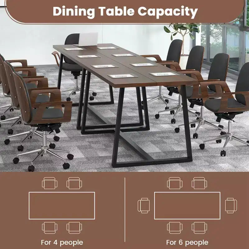 63" Modern Dining Table for 4-6 People - Black/Coffee