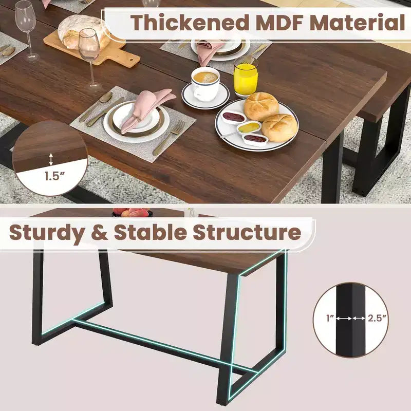 63" Modern Dining Table for 4-6 People - Black/Coffee