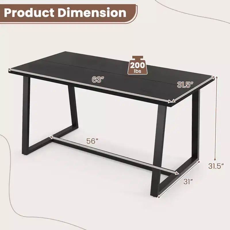 63" Modern Dining Table for 4-6 People - Black/Coffee