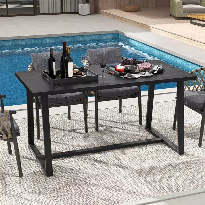 63" Modern Dining Table for 4-6 People - Black/Coffee