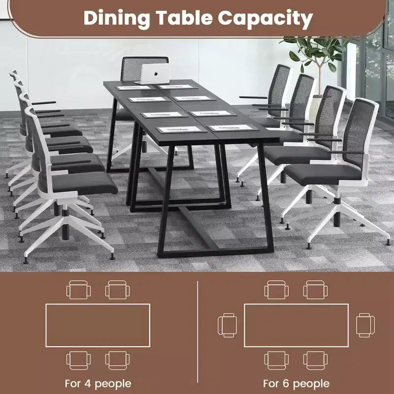 63" Modern Dining Table for 4-6 People - Black/Coffee
