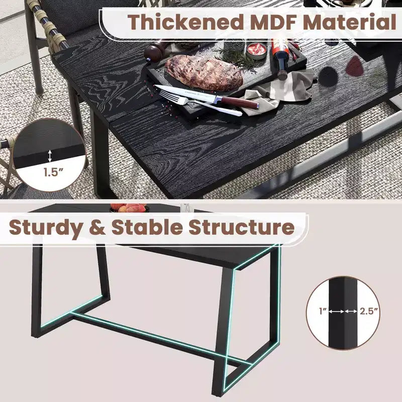 63" Modern Dining Table for 4-6 People - Black/Coffee
