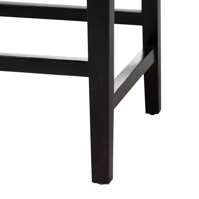 Modern Bohemian Mahogany Wood and Seagrass Counter Stool