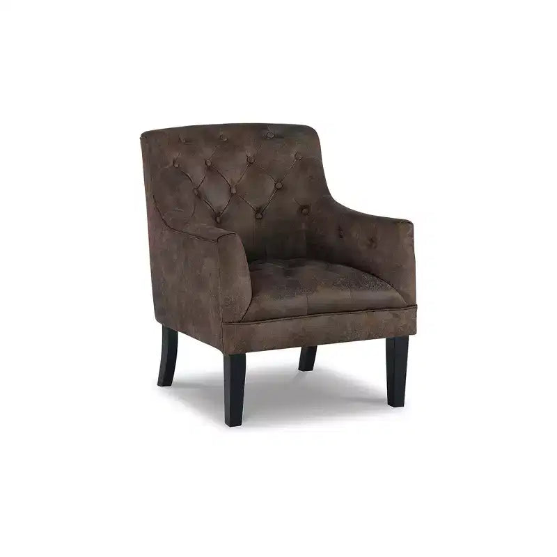 Mahogany Faux Leather Tufted Upholstered Accent Armchair