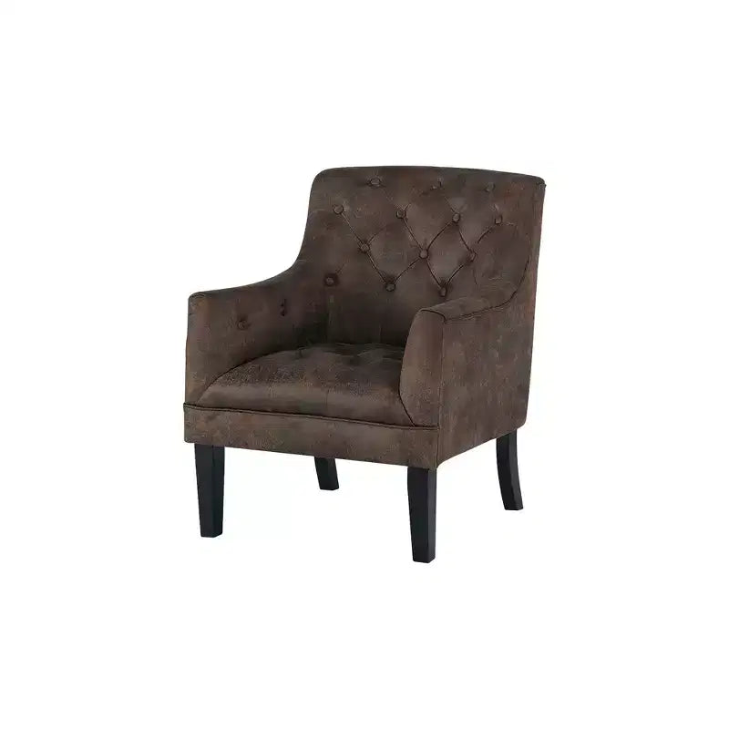 Mahogany Faux Leather Tufted Upholstered Accent Armchair