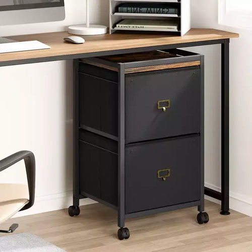 Classeur à 2 tiroirs, classeur vertical en tissu avec roulettes, meuble de rangement pour bureau à domicile, format A4 ou lettre, petit meuble de rangement sous le bureau