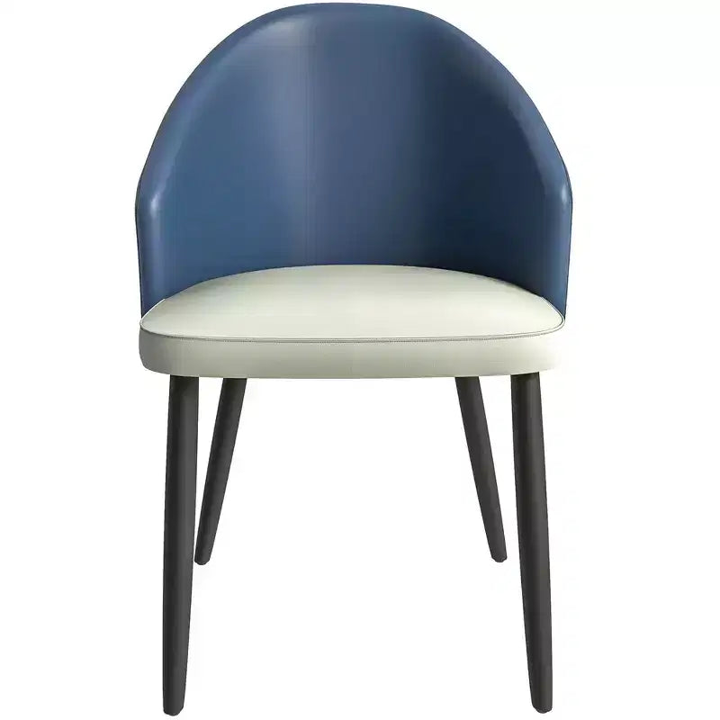 Modern Upholstered Dining Chair with Curved Back and Black Oak Legs