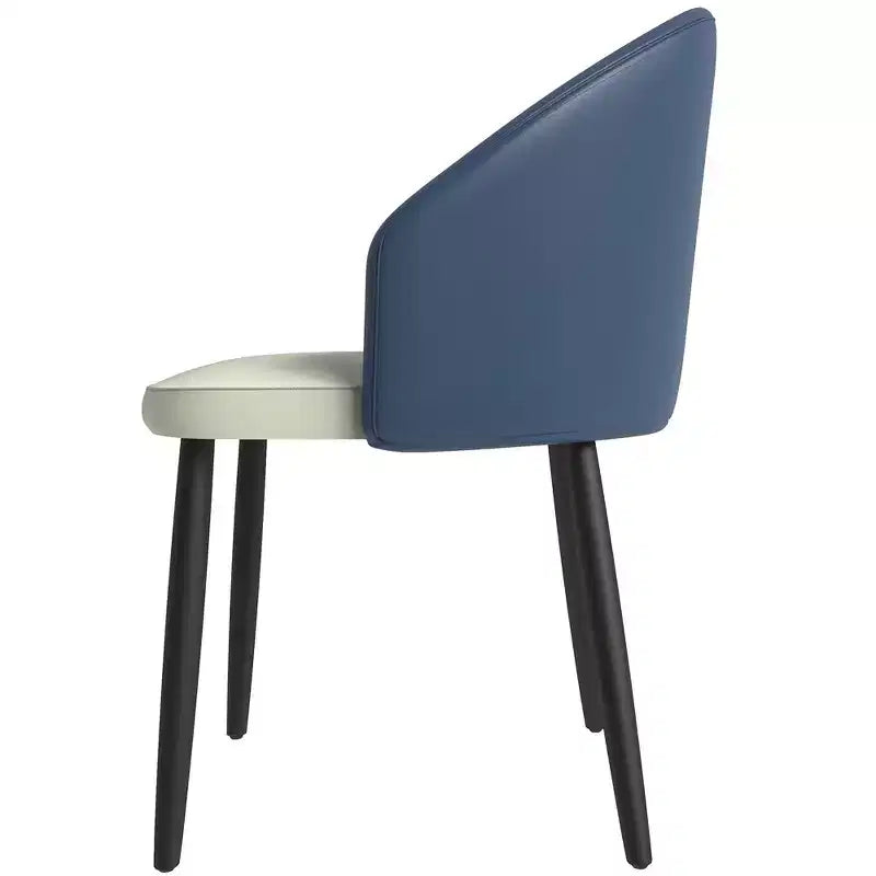 Modern Upholstered Dining Chair with Curved Back and Black Oak Legs