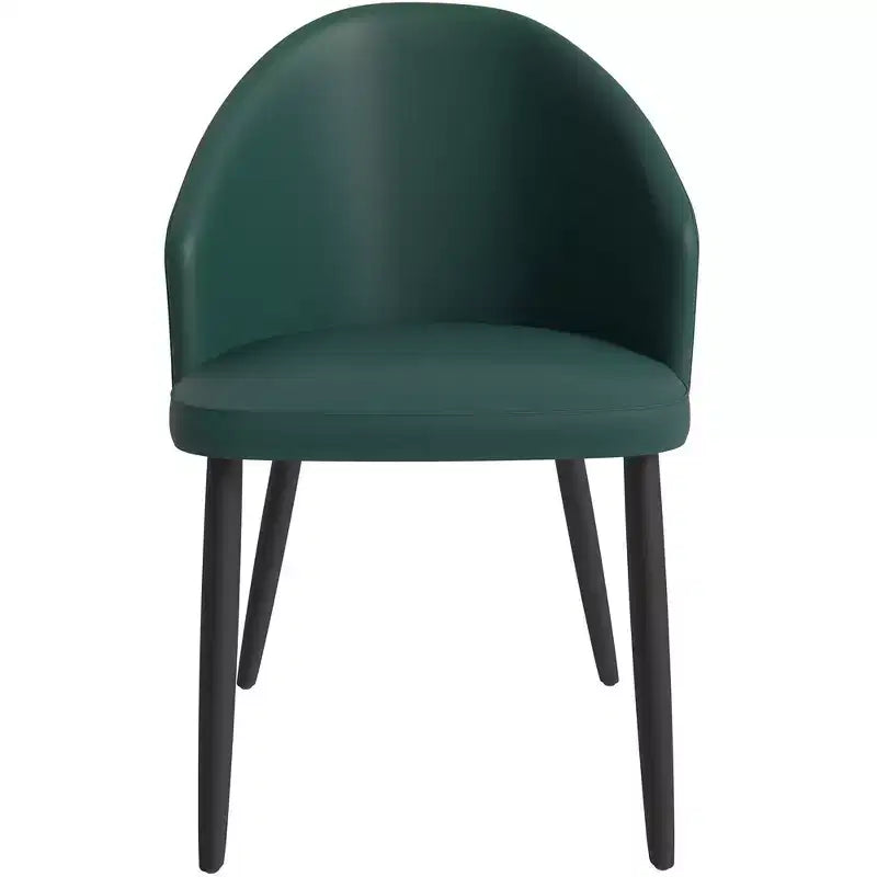 Modern Upholstered Dining Chair with Curved Back and Black Oak Legs