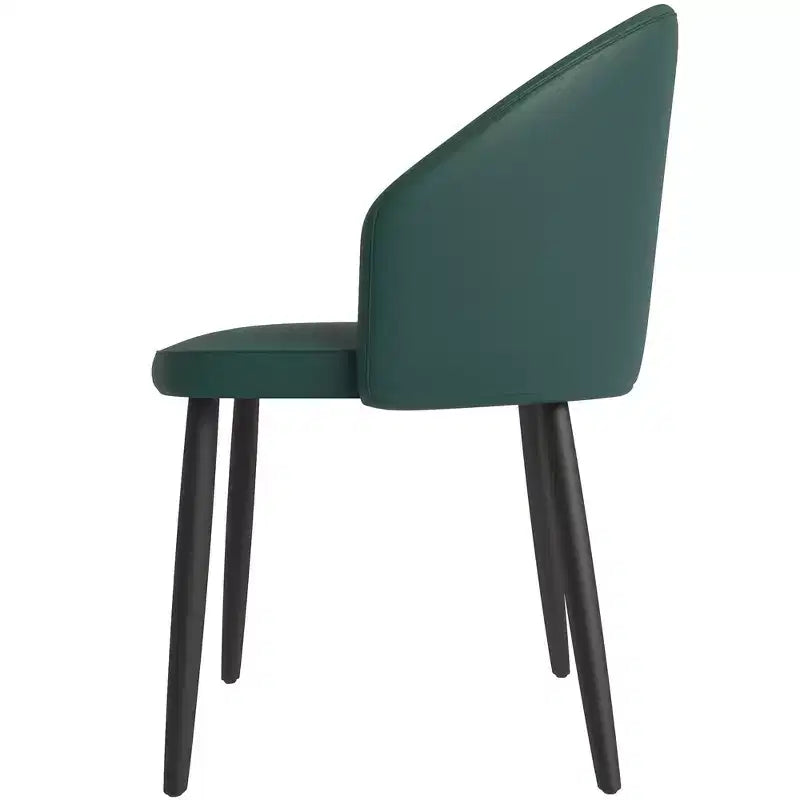 Modern Upholstered Dining Chair with Curved Back and Black Oak Legs