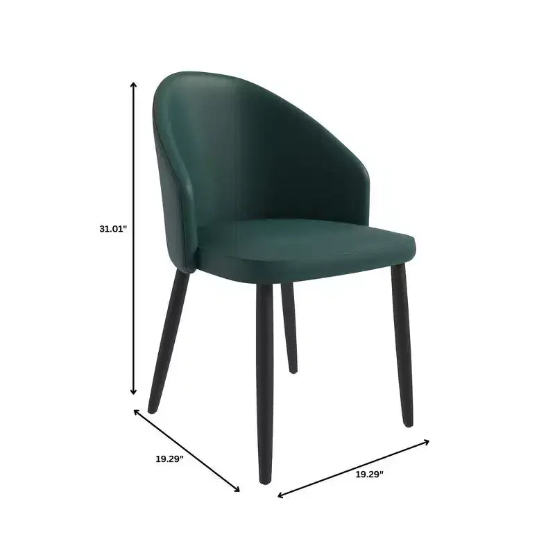 Modern Upholstered Dining Chair with Curved Back and Black Oak Legs