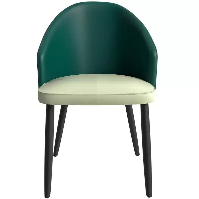 Modern Upholstered Dining Chair with Curved Back and Black Oak Legs