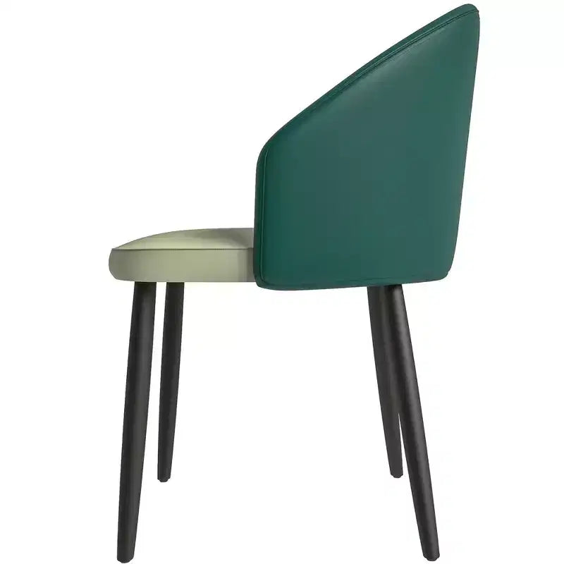 Modern Upholstered Dining Chair with Curved Back and Black Oak Legs