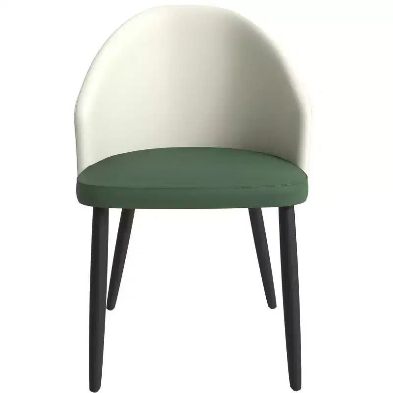 Modern Upholstered Dining Chair with Curved Back and Black Oak Legs