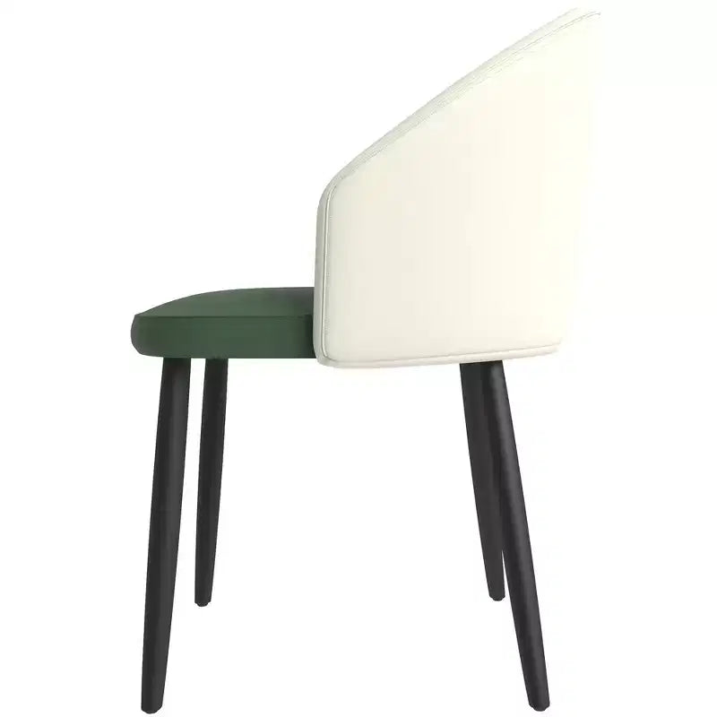 Modern Upholstered Dining Chair with Curved Back and Black Oak Legs