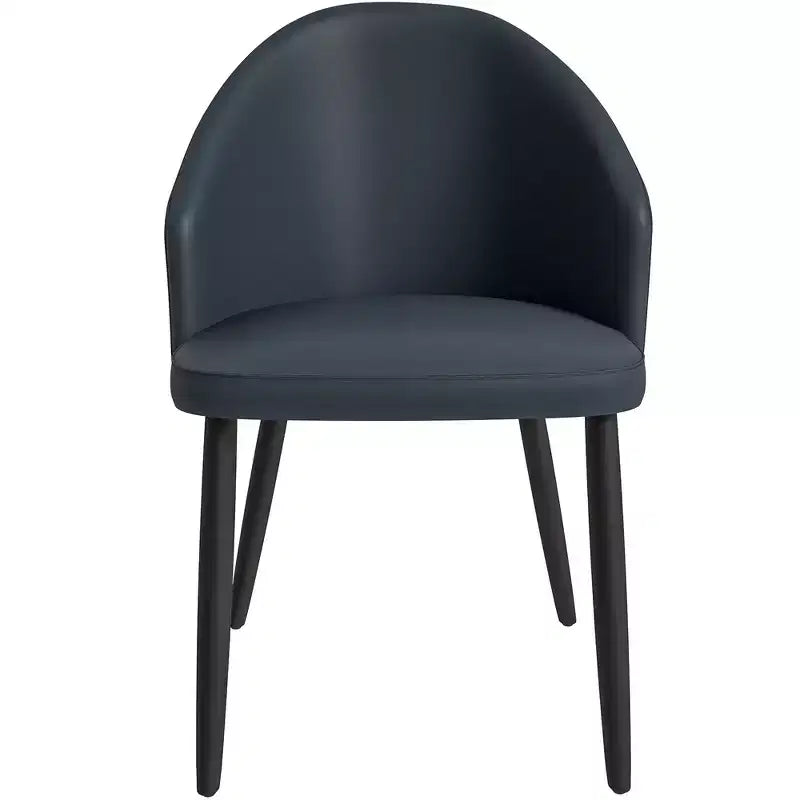 Modern Upholstered Dining Chair with Curved Back and Black Oak Legs