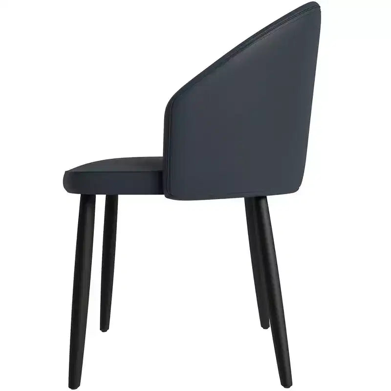 Modern Upholstered Dining Chair with Curved Back and Black Oak Legs