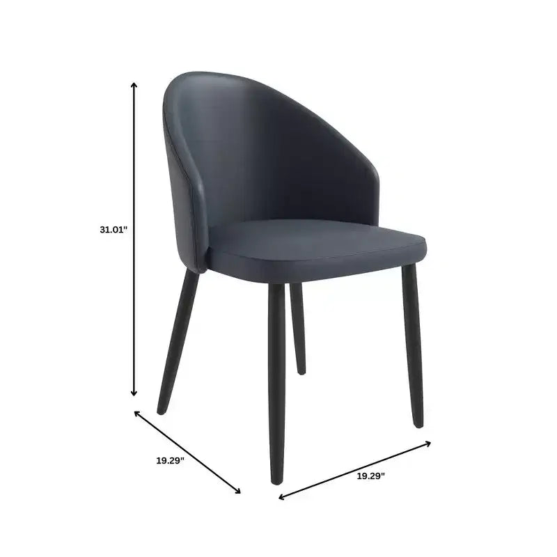 Modern Upholstered Dining Chair with Curved Back and Black Oak Legs