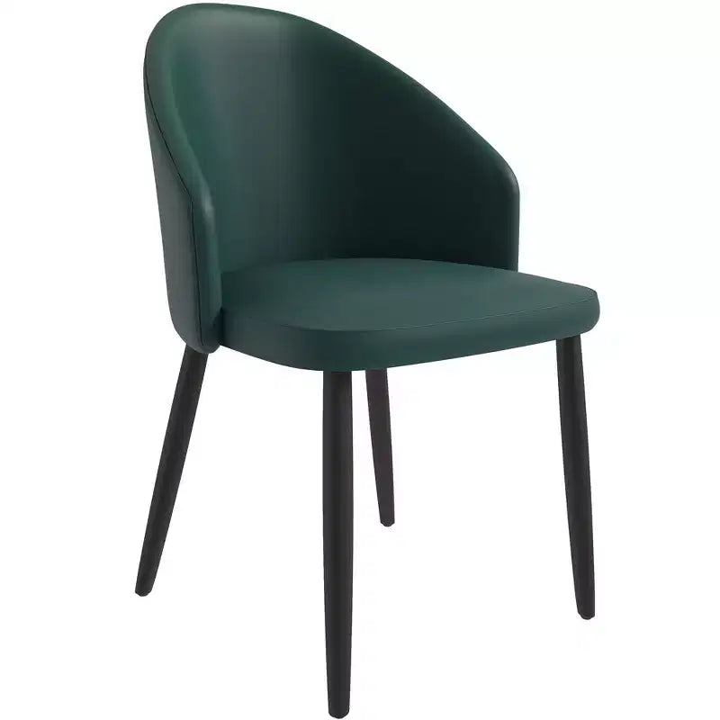 Modern Upholstered Dining Chair with Curved Back and Black Oak Legs