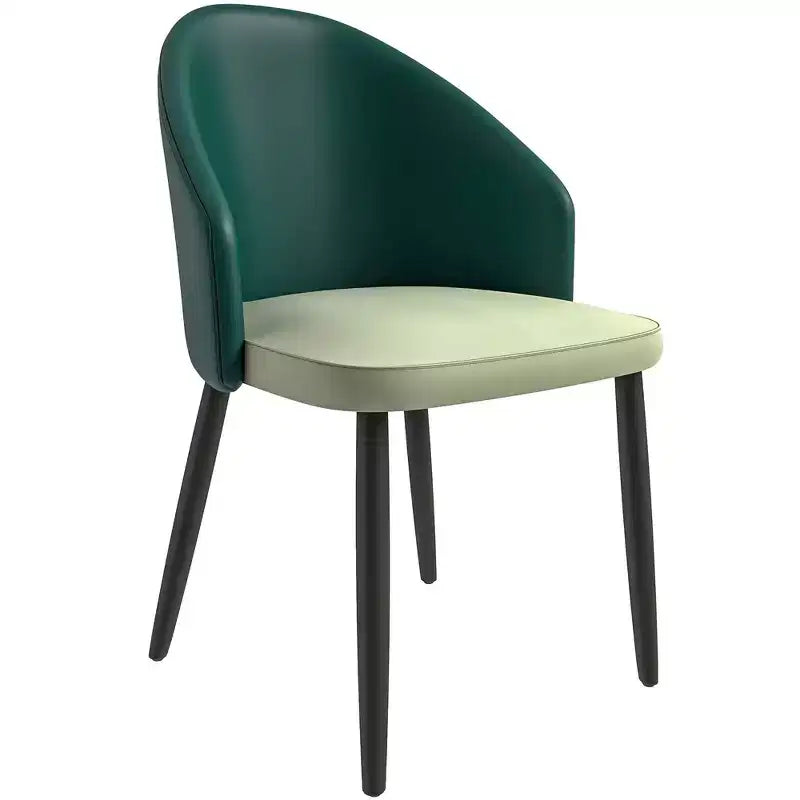 Modern Upholstered Dining Chair with Curved Back and Black Oak Legs
