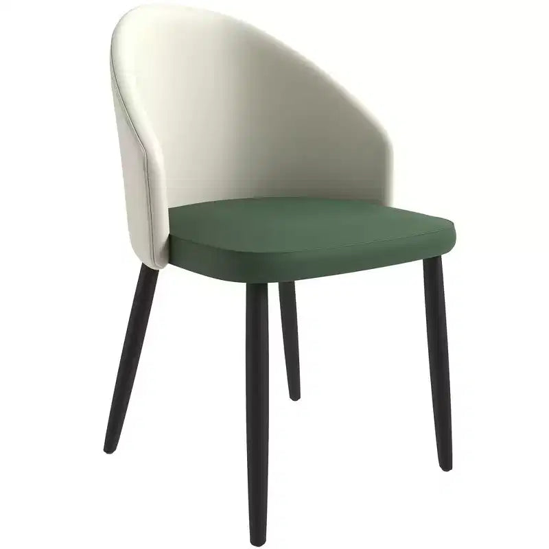 Modern Upholstered Dining Chair with Curved Back and Black Oak Legs