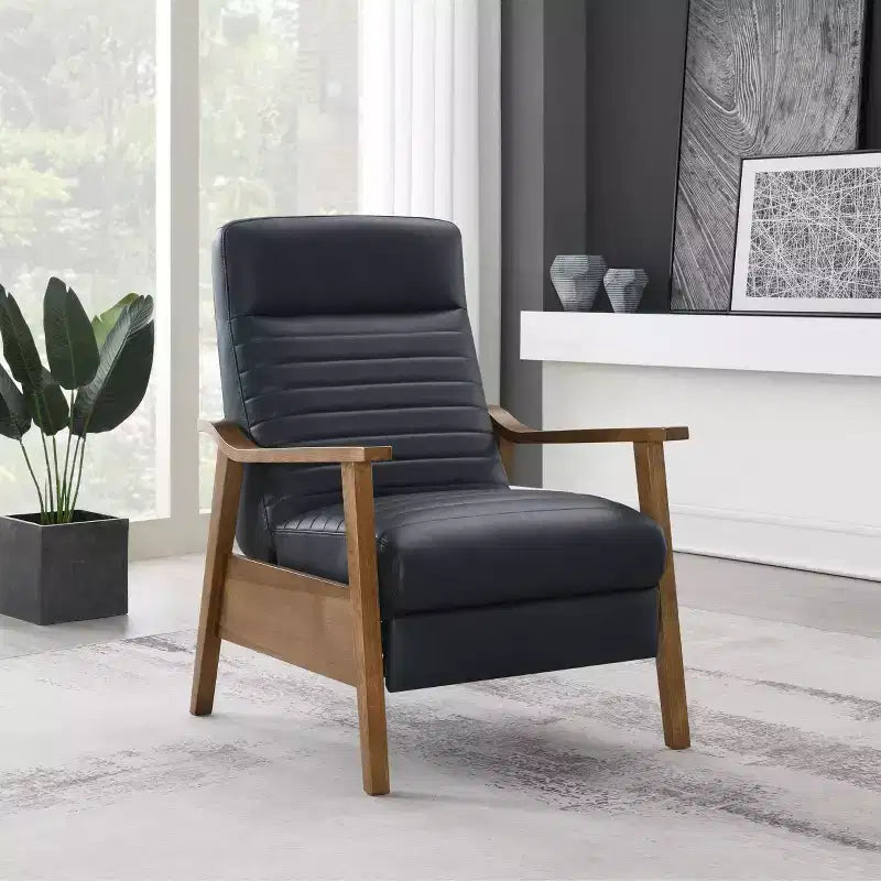 Press-Back Faux Leather Recliner Chair