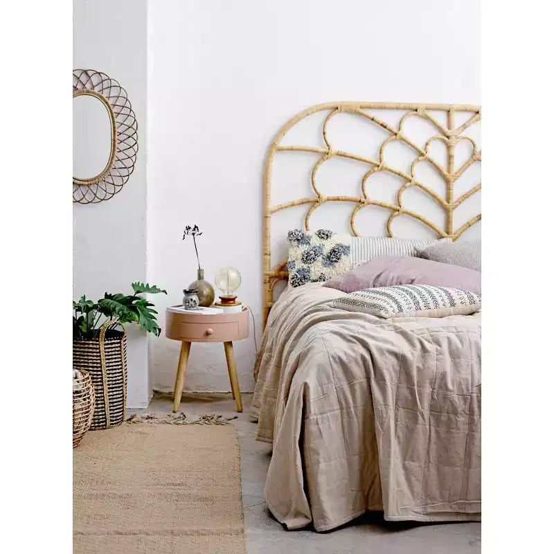 Queen Size Rattan Arched Headboard - Natural