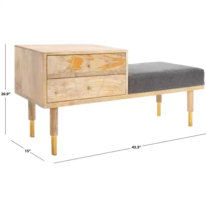 2 Drawer Cushion Seated Storage Bench - Off-White