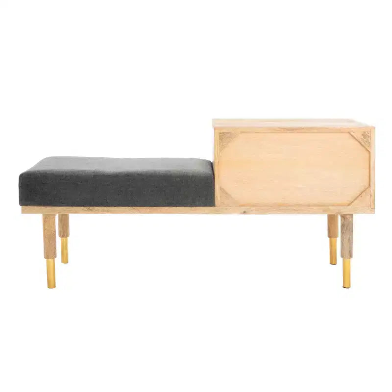 2 Drawer Cushion Seated Storage Bench - Off-White