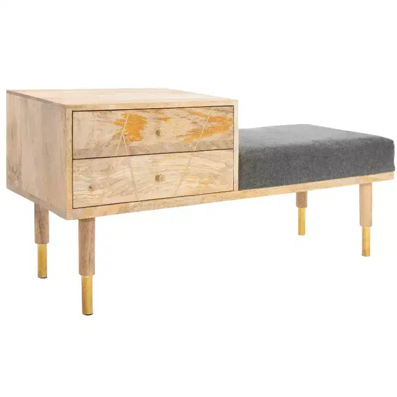 2 Drawer Cushion Seated Storage Bench - Off-White