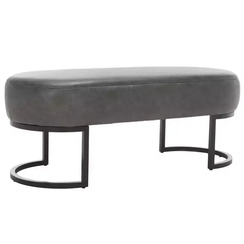 Oval Upholstered Bench with Iron Frame - Seats 2