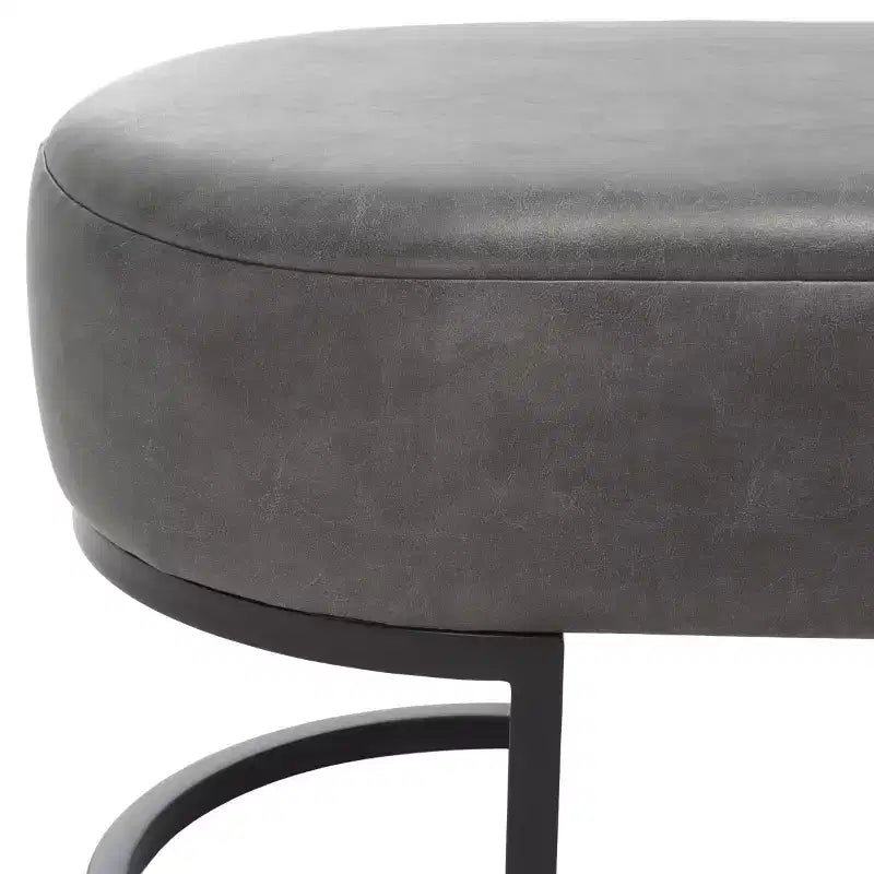 Oval Upholstered Bench with Iron Frame - Seats 2