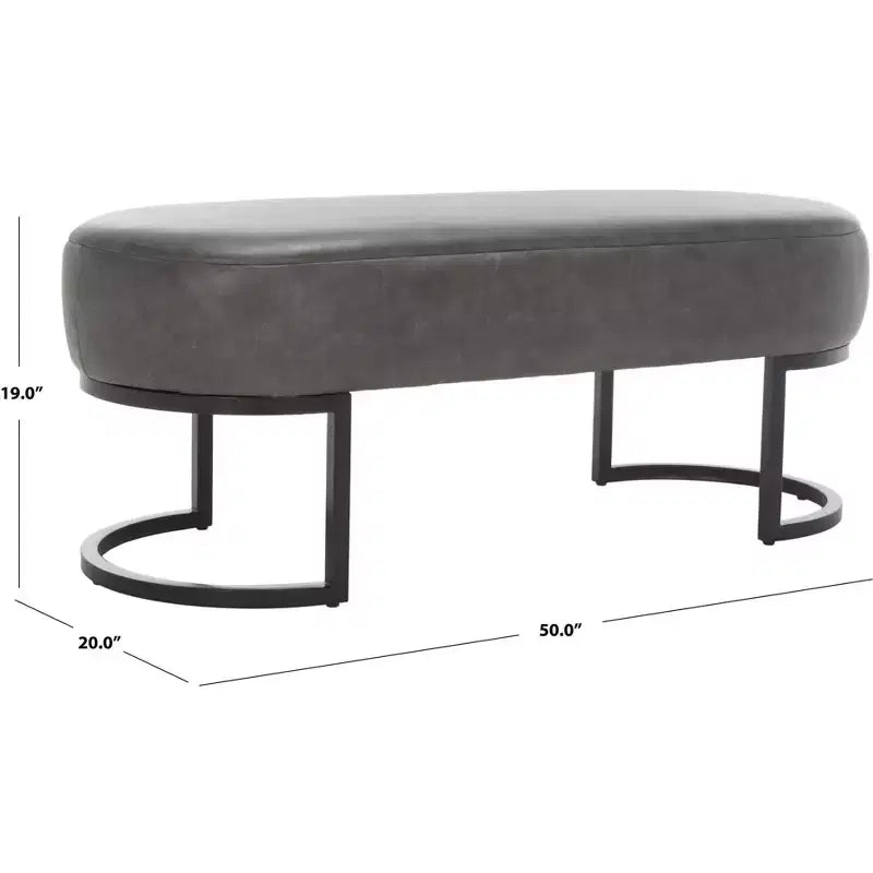 Oval Upholstered Bench with Iron Frame - Seats 2