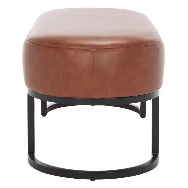 Oval Upholstered Bench with Iron Frame - Seats 2