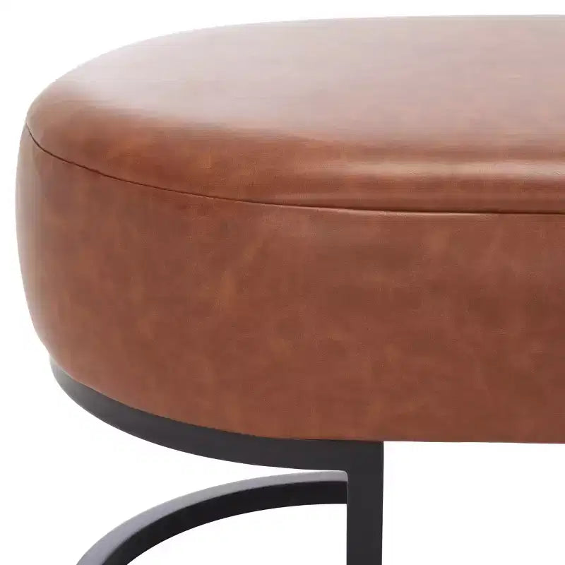 Oval Upholstered Bench with Iron Frame - Seats 2
