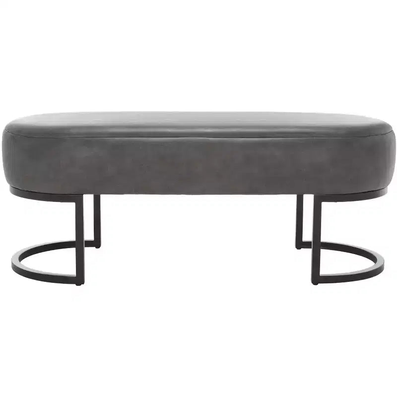 Oval Upholstered Bench with Iron Frame - Seats 2
