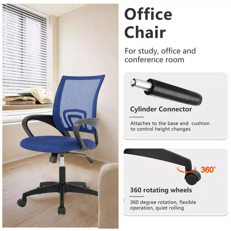 Mid Back Mesh Office Chair with Lumbar Support and Adjustable Height