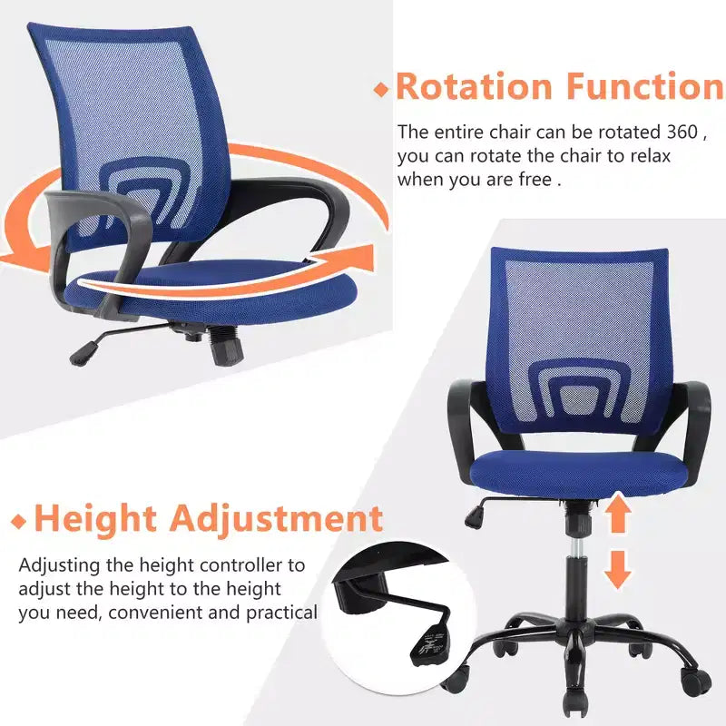 Mid Back Mesh Office Chair with Lumbar Support and Adjustable Height