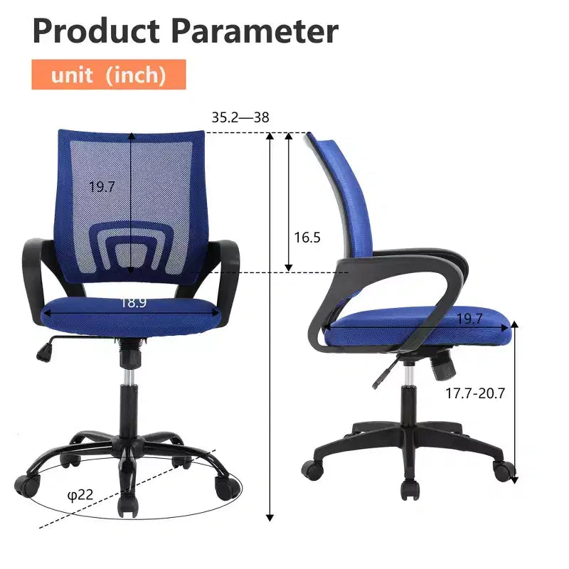 Mid Back Mesh Office Chair with Lumbar Support and Adjustable Height