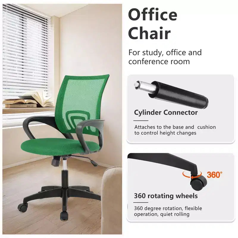 Mid Back Mesh Office Chair with Lumbar Support and Adjustable Height