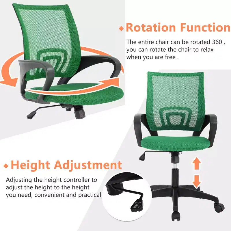Mid Back Mesh Office Chair with Lumbar Support and Adjustable Height