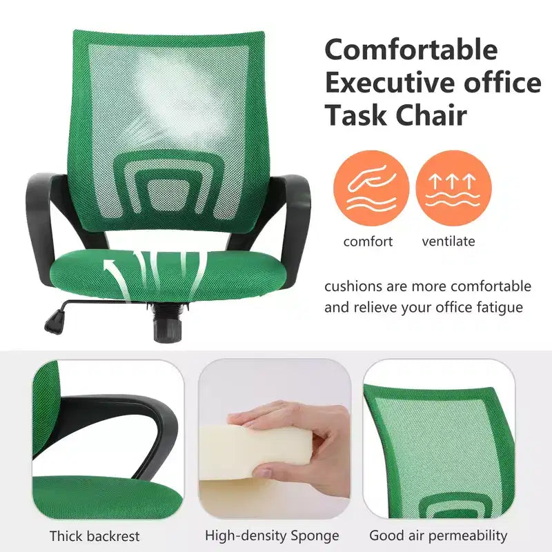 Mid Back Mesh Office Chair with Lumbar Support and Adjustable Height