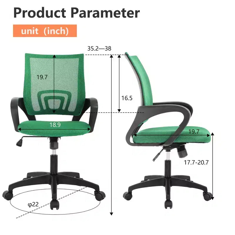 Mid Back Mesh Office Chair with Lumbar Support and Adjustable Height